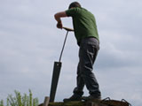 Rick demonstrating trestle sawing
